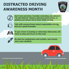 Avon Police Department Reminds Motorists to Stay Alert, Focus on Driving in Recognition of Distracted Driving Awareness Month